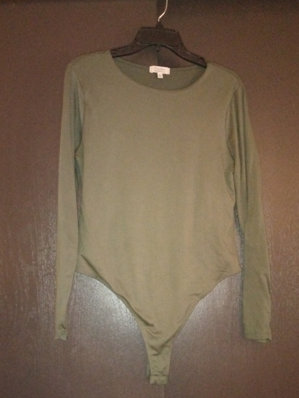 Olive Green Long-Sleeve Crew Neck Bodysuit